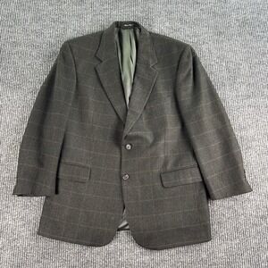 Pincus Brothers Maxwell Sport Coat 42 S Green Lambswool Windowpane Herringbone